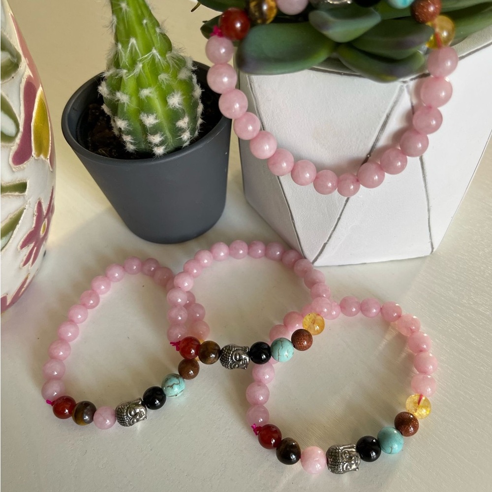 Pink Beaded Bracelets Set